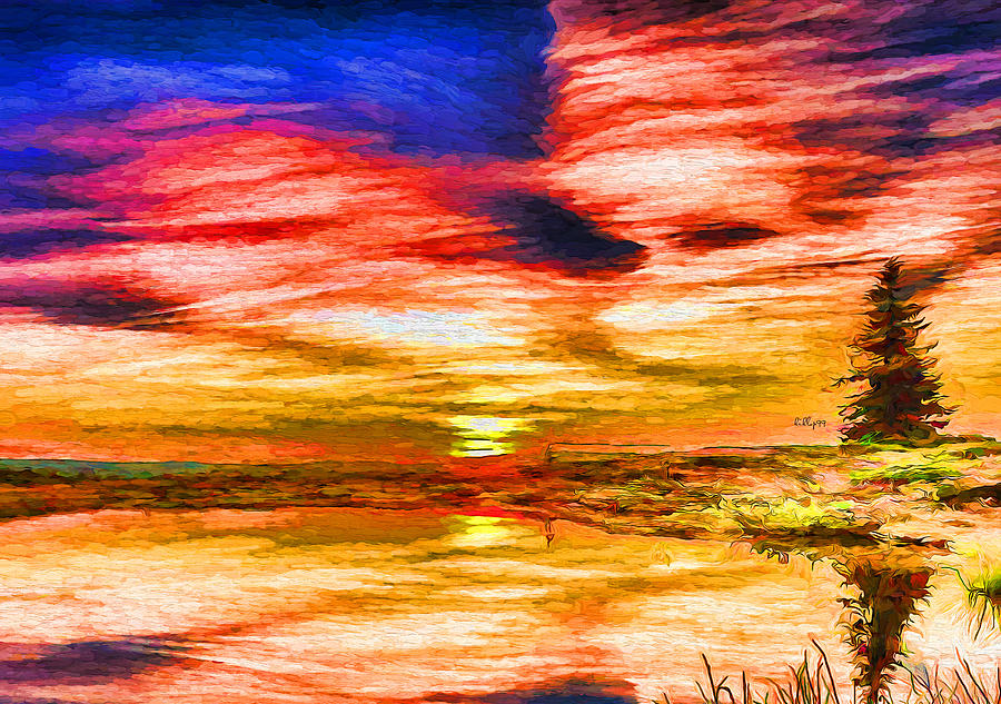 Sunset on lake #1 Painting by Nenad Vasic