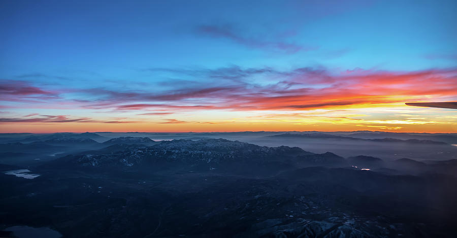Sunset Over Colorado Rockies From An Airplane #1 Photograph by Alex Grichenko