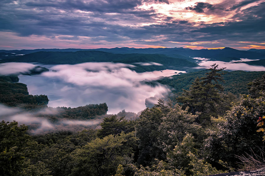 Sunset Over Lake Jcassee From Jumping Off Rock Overlook #1 Photograph by Alex Grichenko