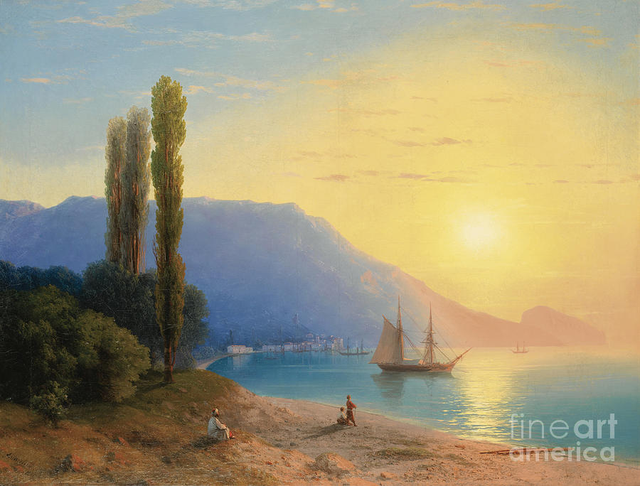 Beach Painting - Sunset Over Yalta by Ivan Konstantinovich Aivazovsky