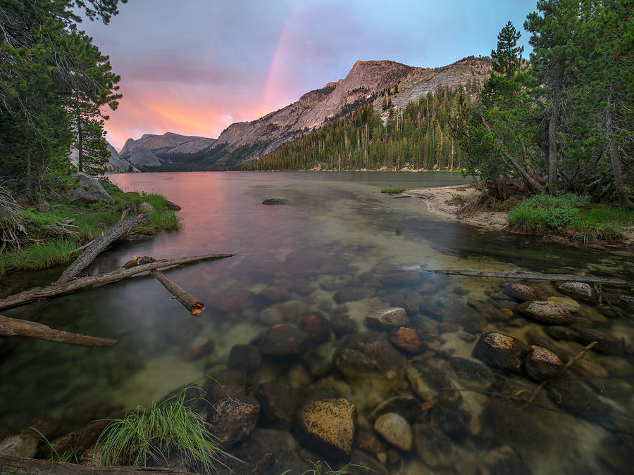 Sunset Rainbow At Lake Tenaya, Yosemite by Tim Fitzharris Sunset Rainbow At Lake Tenaya, Yosemite by Tim Fitzharris