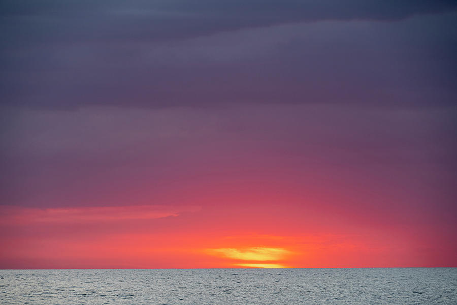 Sunset Photograph - Sunset Sky With Clouds Over Ocean Seen #1 by Janis Miglavs