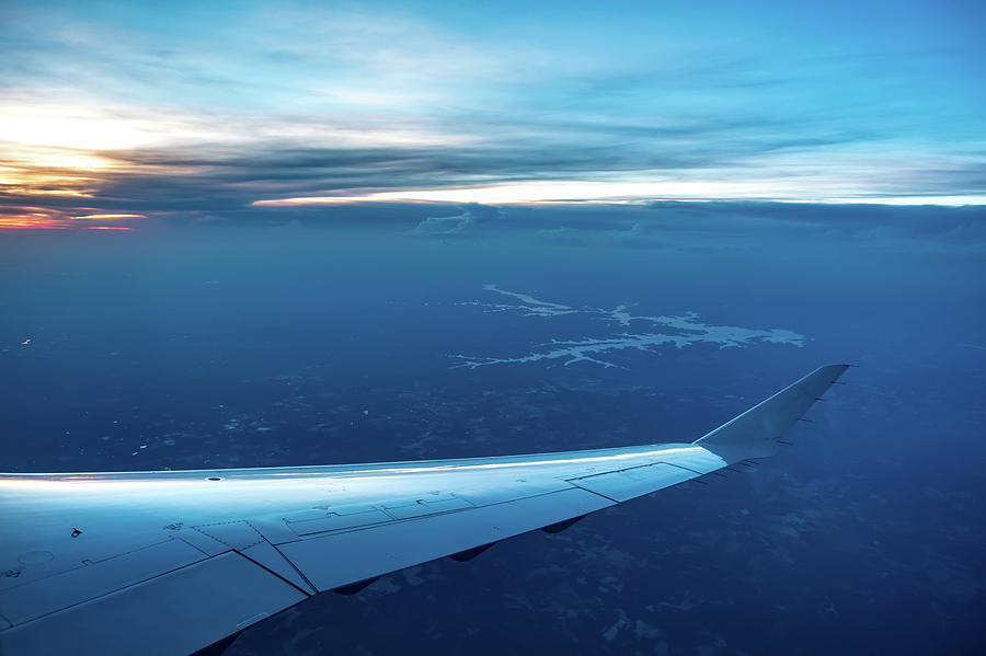 Sunset view from airplane window #1 Photograph by Alex Grichenko