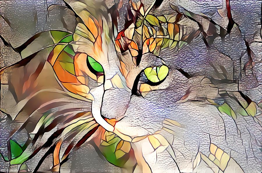 Super Stained Glass Kitten #1 Digital Art by Don Northup