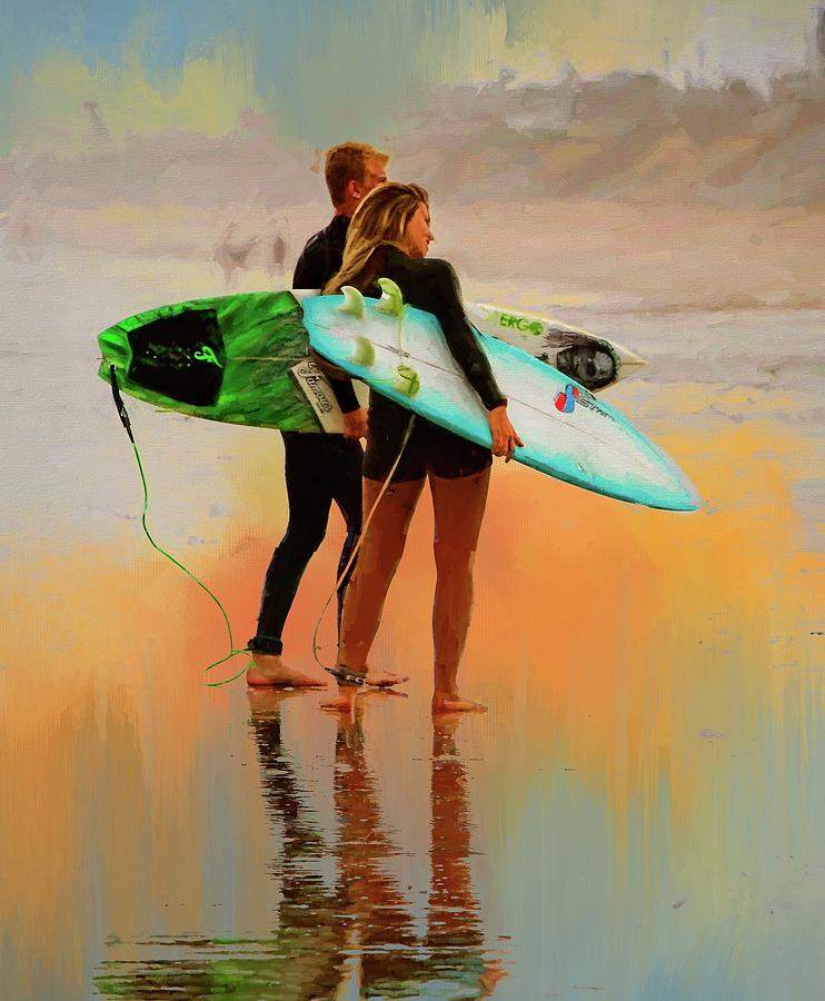 Surfer Couple Photograph by Alice Gipson