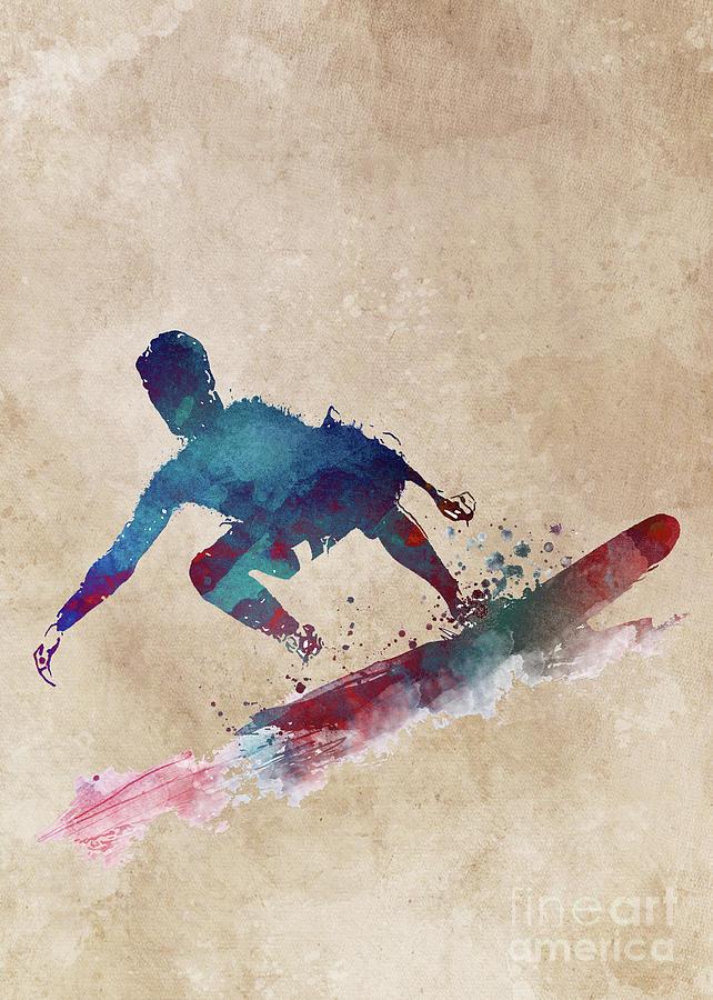 Surfer sport art #1 Digital Art by Justyna Jaszke JBJart