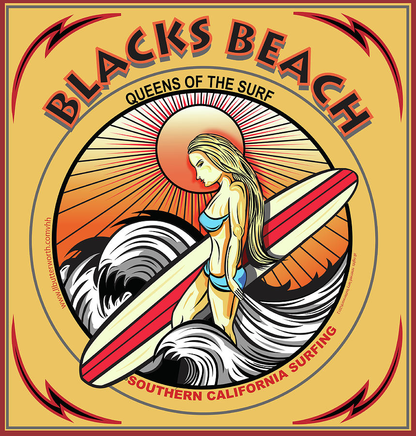 Surfing Blacks Beach San Diego California #1 Digital Art by Larry Butterworth