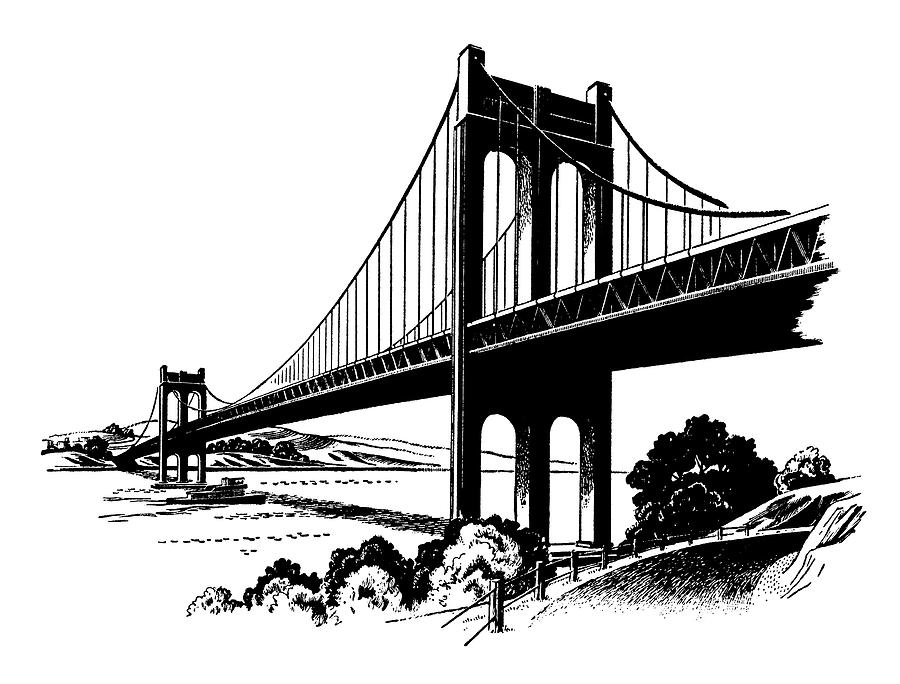 Suspension Bridge Drawing by CSA Images Fine Art America