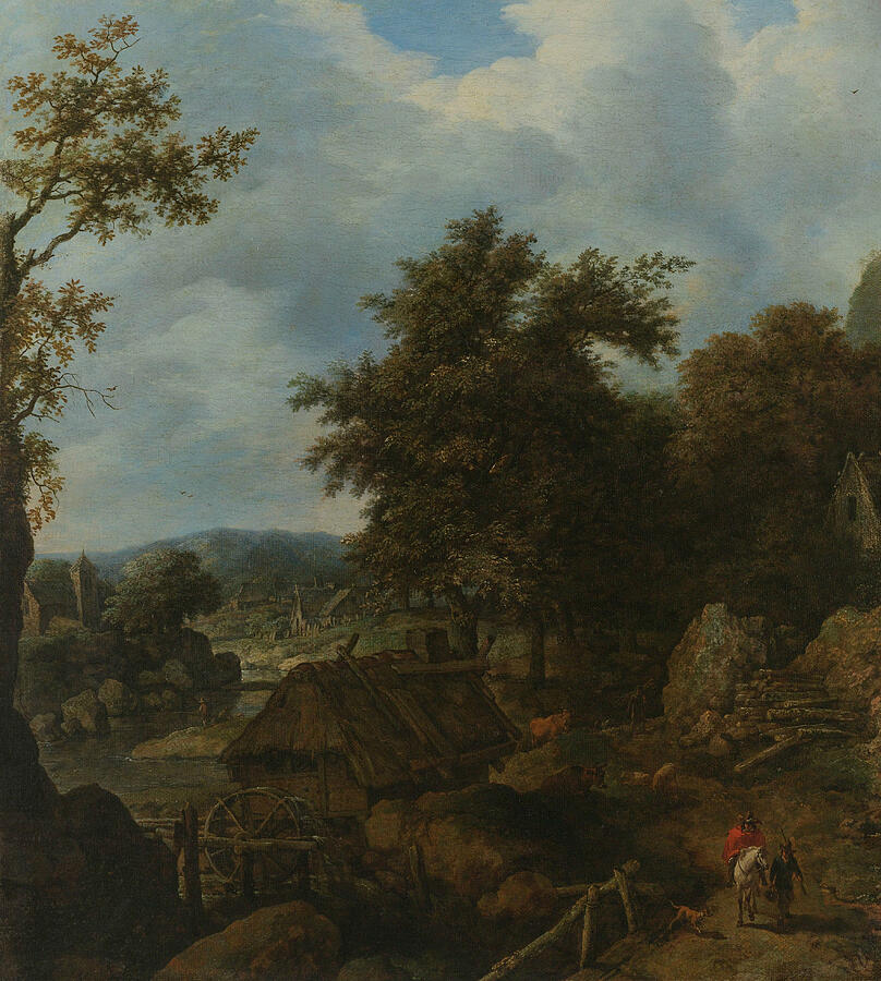 Swedish Landscape with a Water Mill #1 Painting by Allaert van Everdingen