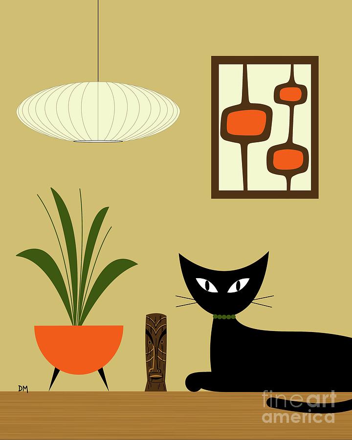 Tabletop Cat with Mini Mod Pods Digital Art by Donna Mibus