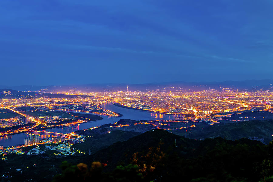 Taipei City Skyline With River At Night #1 Photograph by Wan Ru Chen