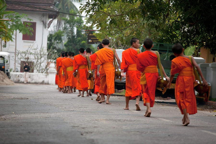 Tak Bat, Monks With Begging Bowls Photograph by Cormac Mccreesh Tak Bat, Monks With Begging Bowls Photograph by Cormac Mccreesh