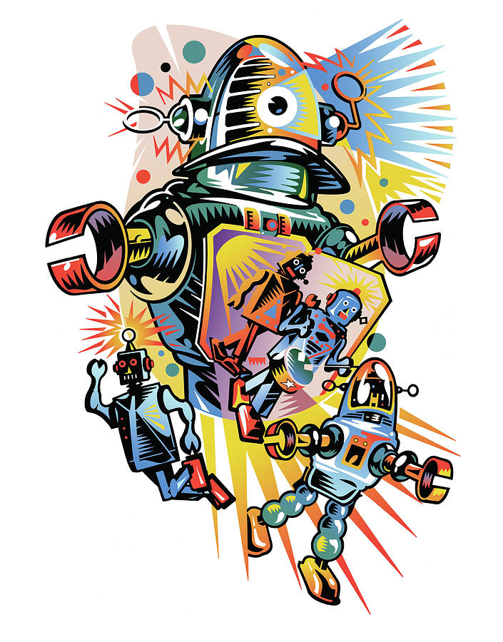 Robot Digital Art - Take Me To Your Client #1 by David Chestnutt