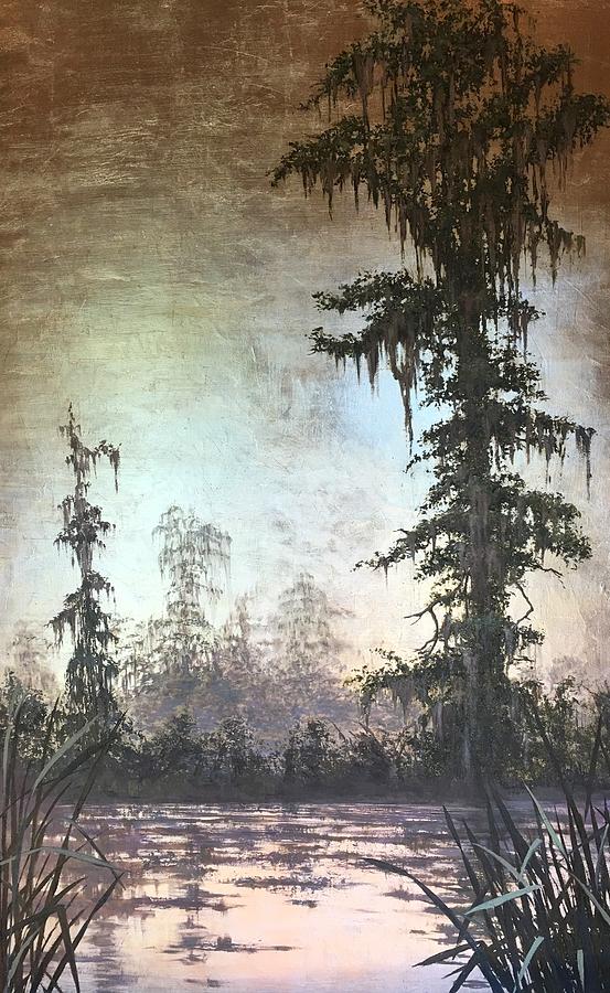 Tall Cypress #1 Painting by Judy Merrell