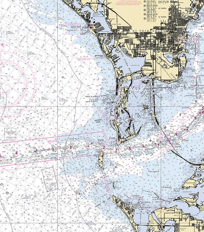 Tampa Bay-florida Nautical Chart Mixed Media by Bret Johnstad - Fine ...