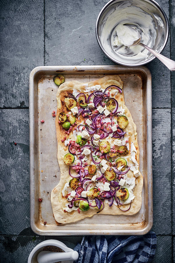 Tarte Flambe With Red Onions And Brussels Sprouts #1 Photograph by Angelika Grossmann