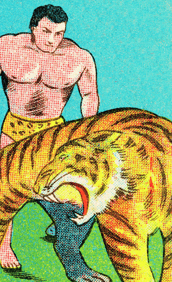 Tarzan and tiger Drawing by CSA Images Pixels