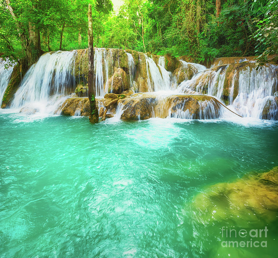 Tat Sae Waterfalls. Beautiful Landscape, Laos Photograph