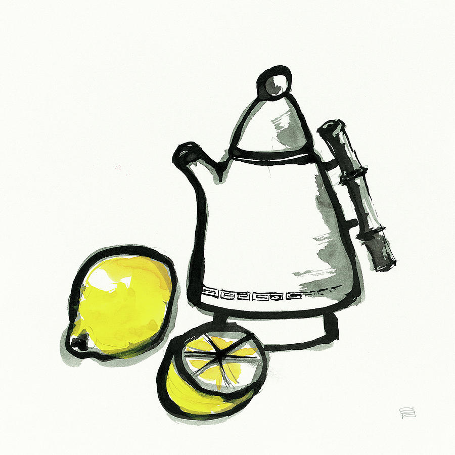 Lemon Painting - Tea And Lemons #1 by Chris Paschke