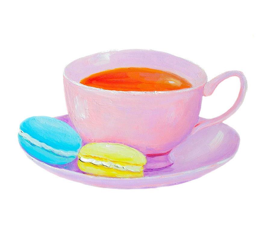 Tea Cup Painting - Tea and Macaroons #2 by Jan Matson