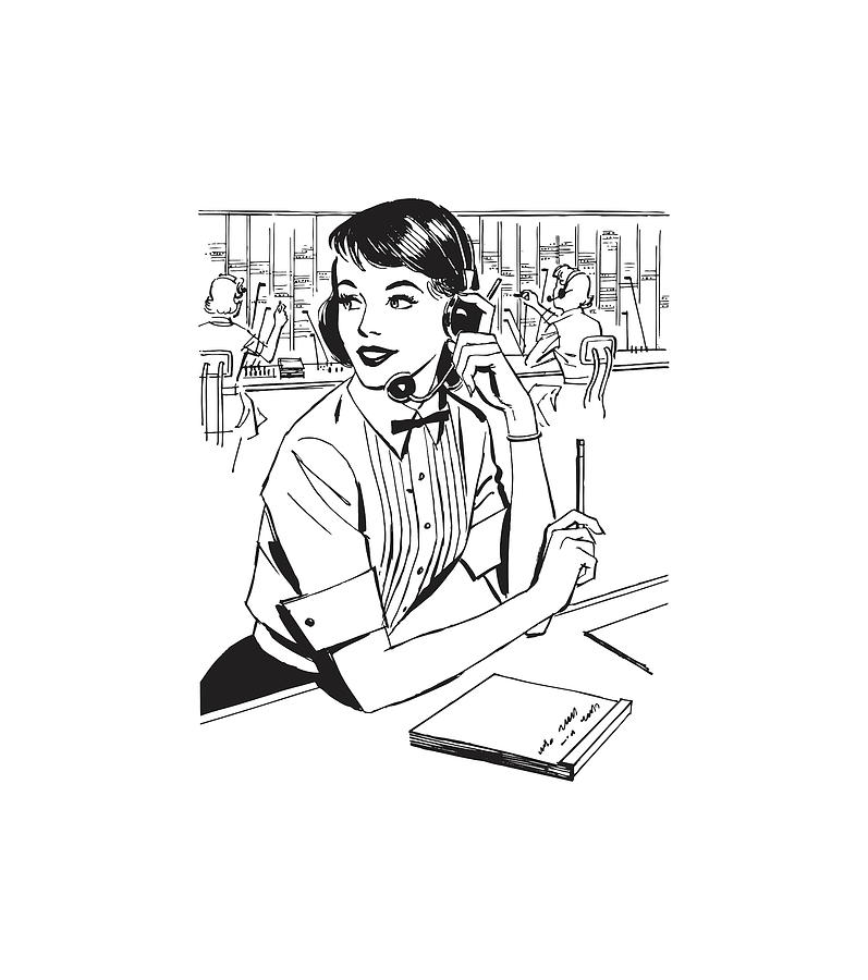 Telephone Operator at Work Drawing by CSA Images Fine Art America