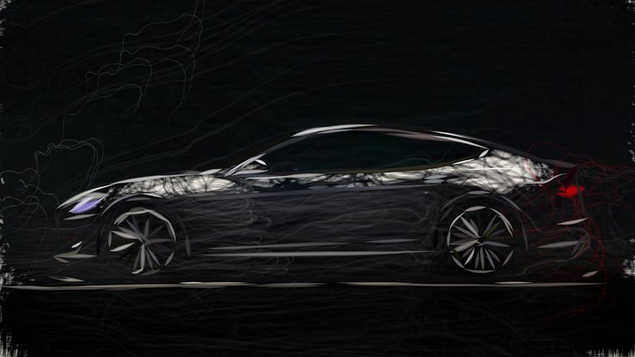 Tesla Model S Drawing #2 Digital Art by CarsToon Concept