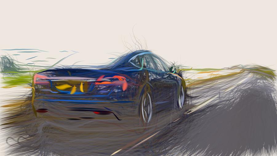 Tesla Model S P100D Drawing #2 Digital Art by CarsToon Concept