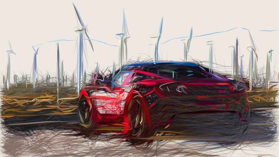 Tesla Roadster 2.5 Draw #1 Digital Art by CarsToon Concept