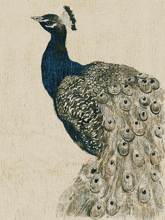 Textured Peacock II #1 Painting by Grace Popp