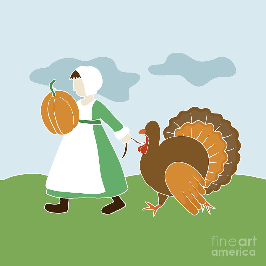 Thanksgiving Pilgrim and Turkey Digital Art by Valentina Hramov - Fine ...