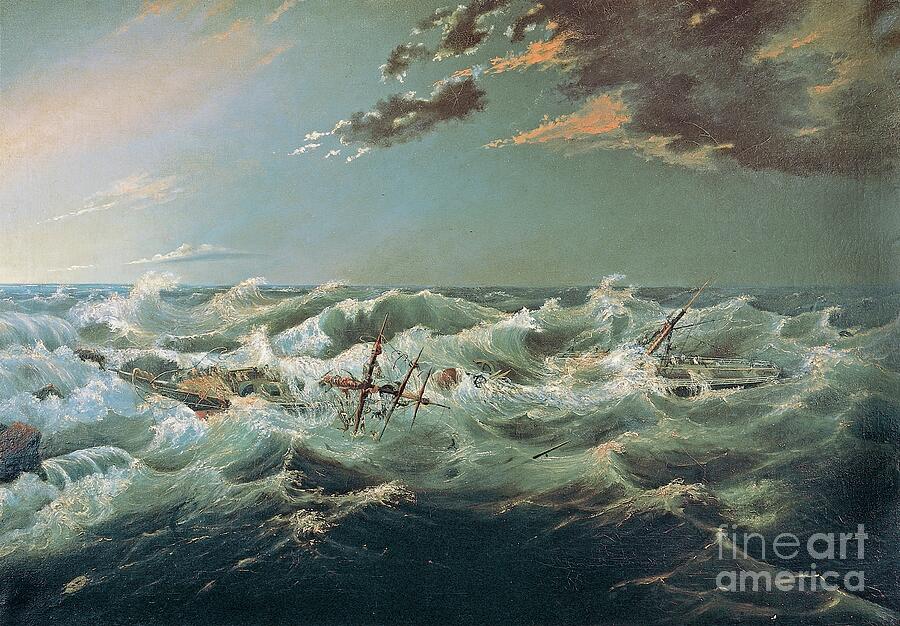 The Admella Wrecked Cape Banks 6th August 1859 Painting by James Shaw ...