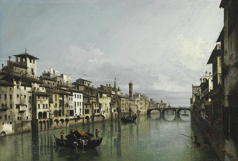 Architecture Painting - The Arno In Florence 1740 by Bernardo Bellotto