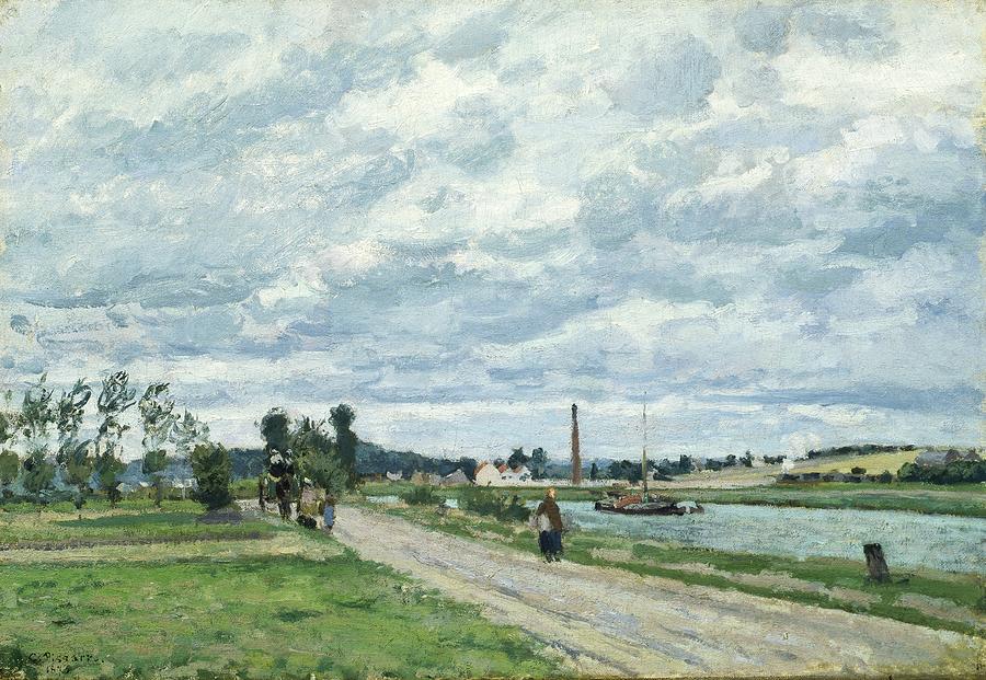 The Banks Of The Oise Near Pontoise Painting by Camille Pissarro - Fine ...