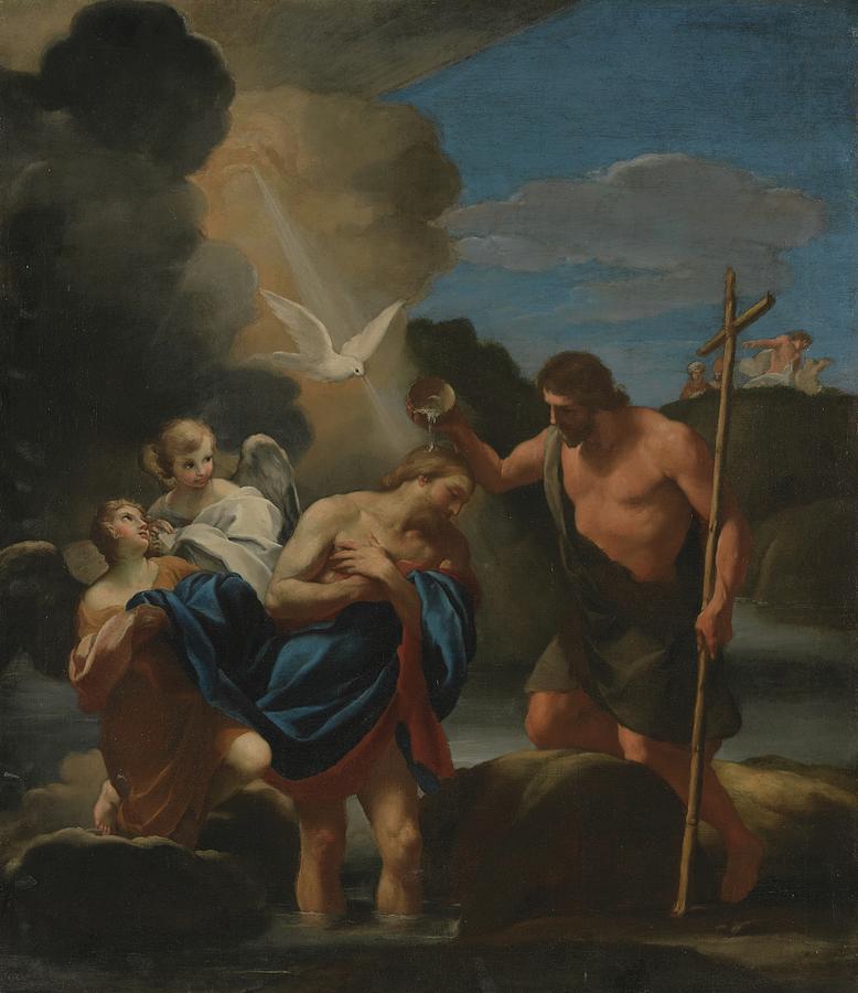 The Baptism Of Christ Painting by Andrea Sacchi | Fine Art America