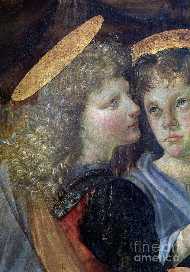 The Baptism Of Christ, Detail Painting by Andrea Del Verrocchio