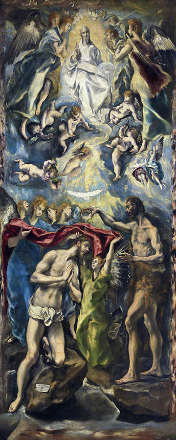 El Greco Painting - The Baptism of Christ #1 by El Greco