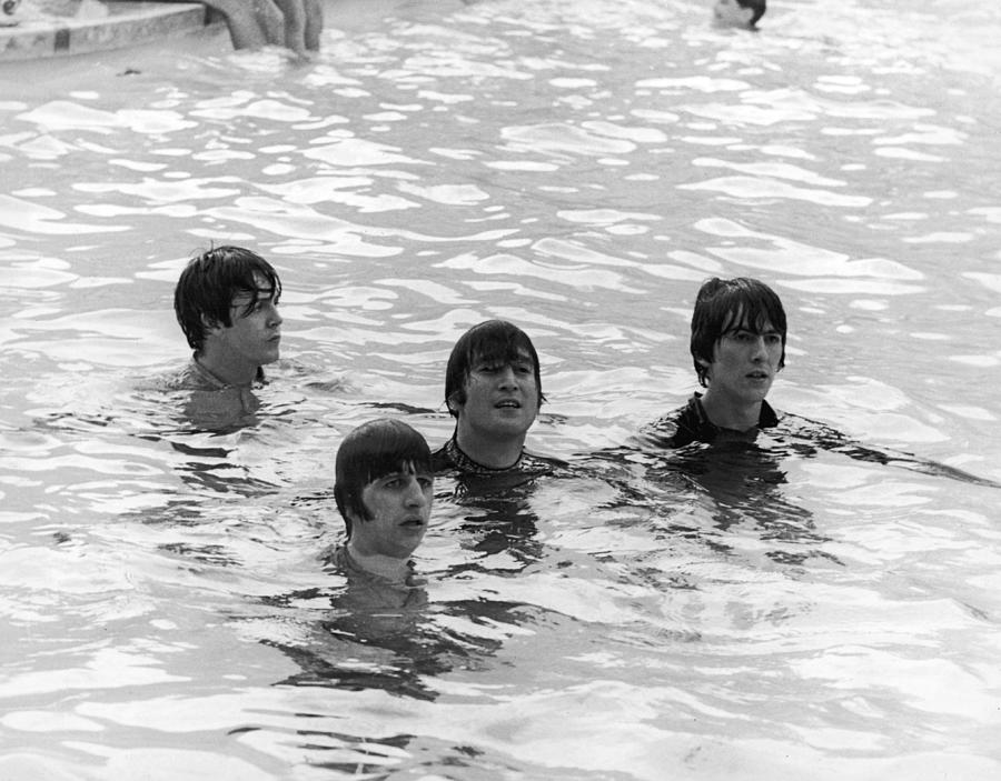 The Beatles Photograph - The Beatles In Swimming Pool #1 by Express Newspapers