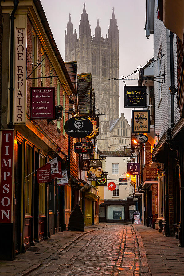 The beautiful city of Canterbury in England on a misty morning. #1 Photograph by George Afostovremea