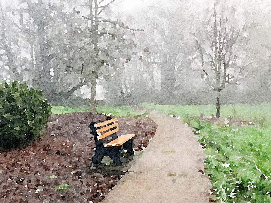 The Bench #1 Mixed Media by Bonnie Bruno