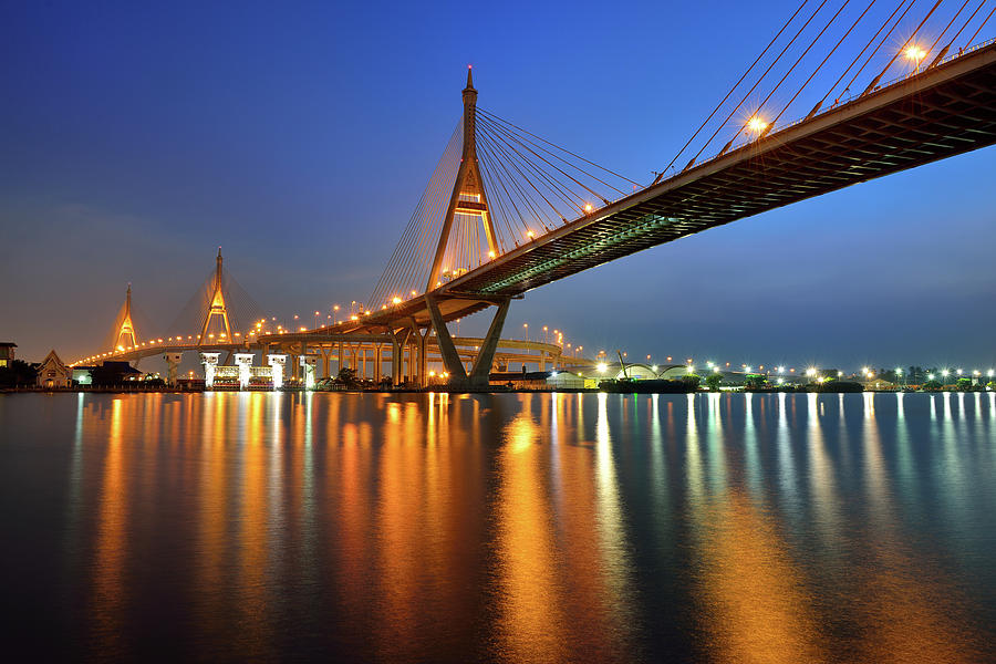 The Bhumibol Bridge In Bangkok #1 Photograph by Nanut Bovorn
