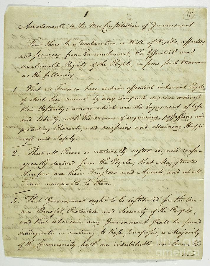 The Bill Of Rights, Copy Signed At Federal Hall, 1789 Drawing by ...