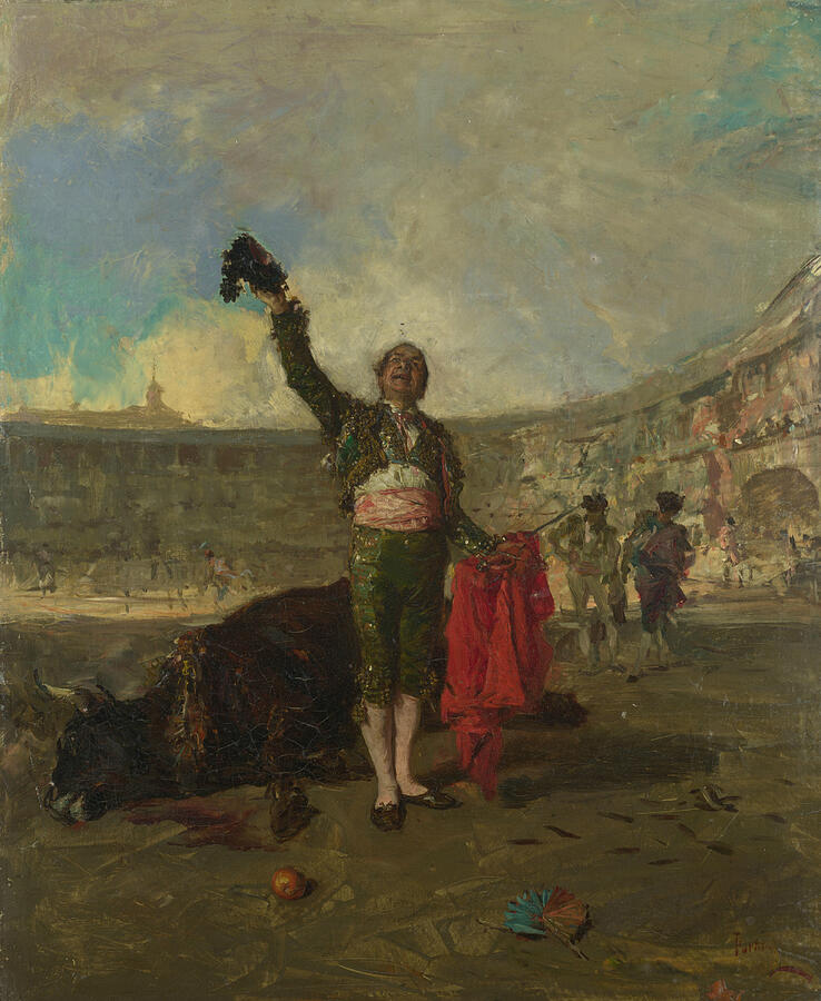 Maria Fortuny Painting - The Bull-Fighters Salute, from 1869 by Maria Fortuny