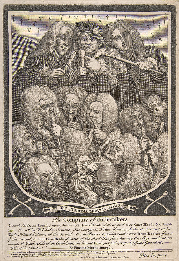 William Hogarth Drawing - The Company of Undertakers #1 by William Hogarth