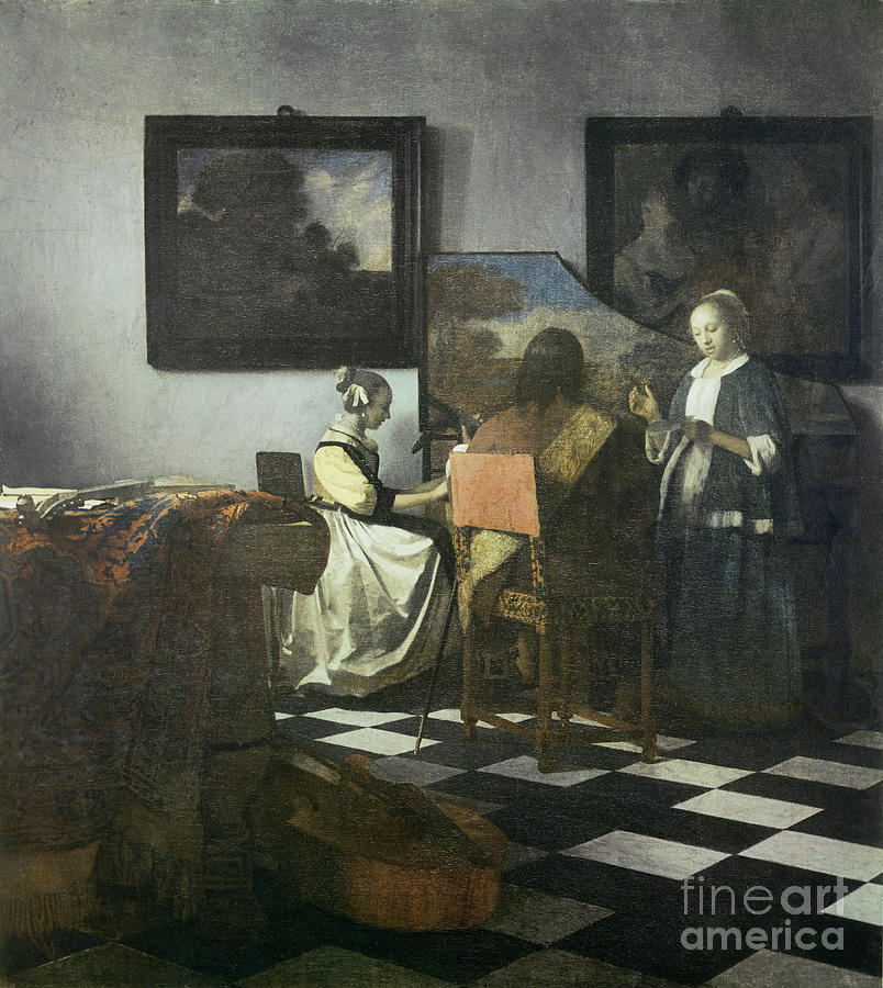 Jan Vermeer Painting - The Concert  AKG51690 by Jan Vermeer