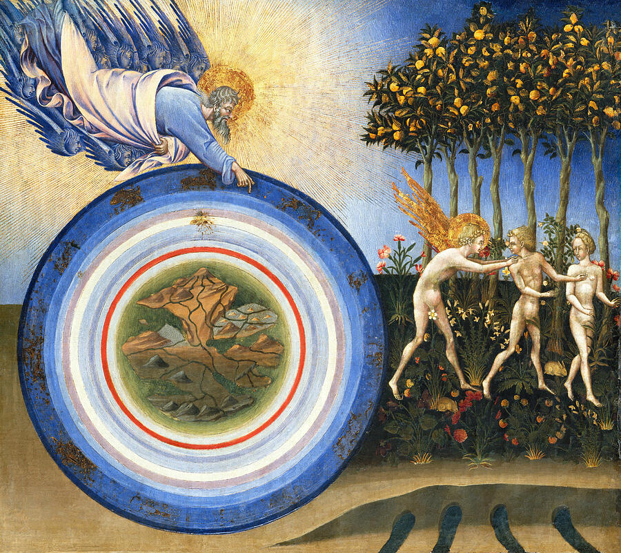 The Creation of the World and the Expulsion from Paradise, from 1445 Painting by Giovanni di Paolo The Creation of the World and the Expulsion from Paradise, from 1445 Painting by Giovanni di Paolo