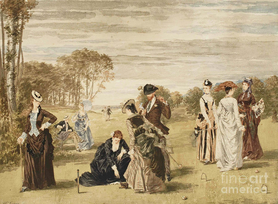 The Croquet Game #1 Drawing by Heritage Images