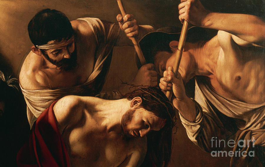 The Crowning With Thorns By Caravaggio Painting by Caravaggio