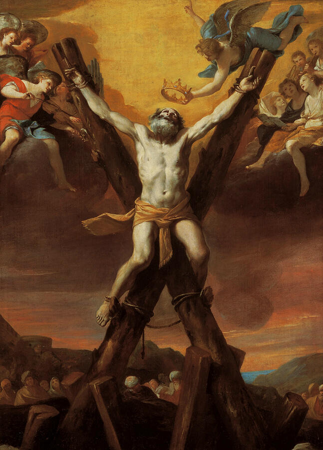 The Crucifixion of St Andrew, from circa 1651 Painting by Mattia Preti The Crucifixion of St Andrew, from circa 1651 Painting by Mattia Preti