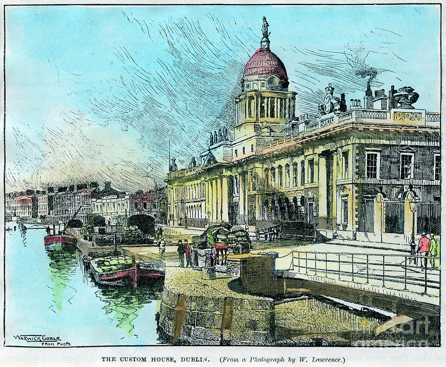 The Custom House, Dublin, Ireland #1 Drawing by Print Collector