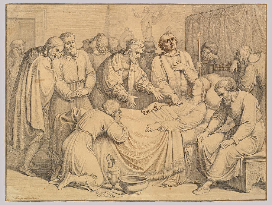The Death of Raphael #2 Drawing by Johannes Riepenhausen